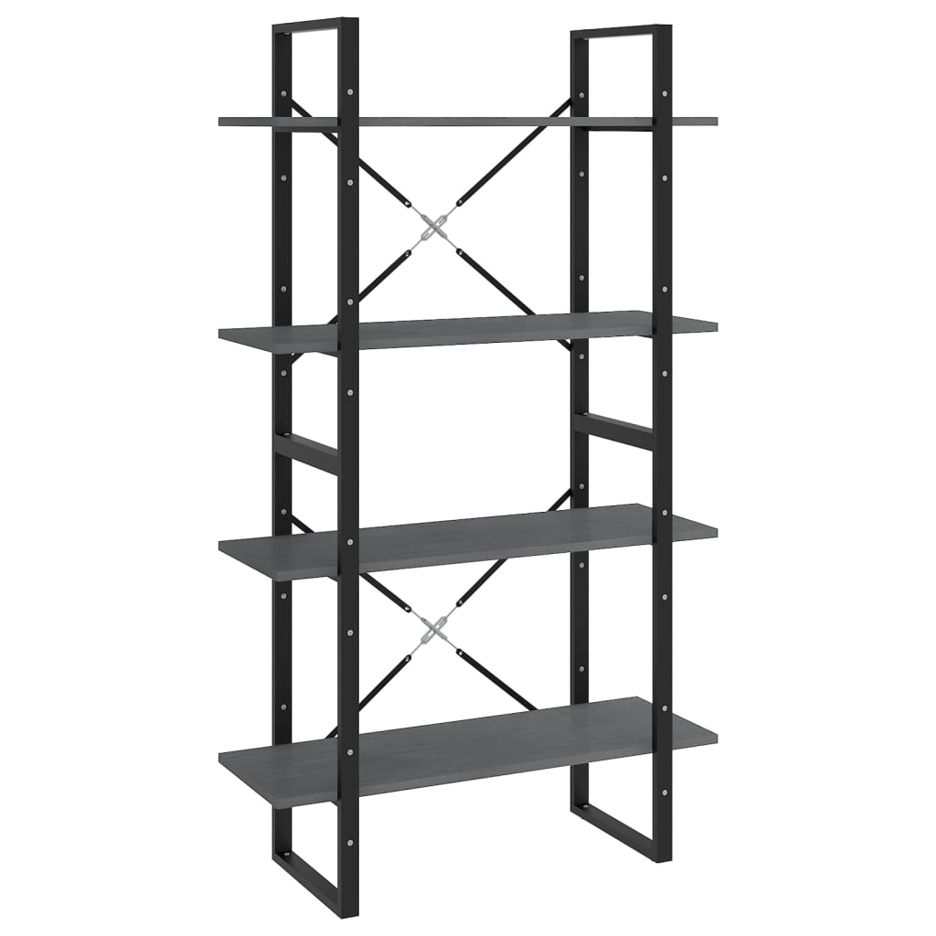 Boekenkast met 4 schappen 80x30x140 cm massief grenenhout grijs is nu te koop bij PeponiXL, paradijselijk wonen!