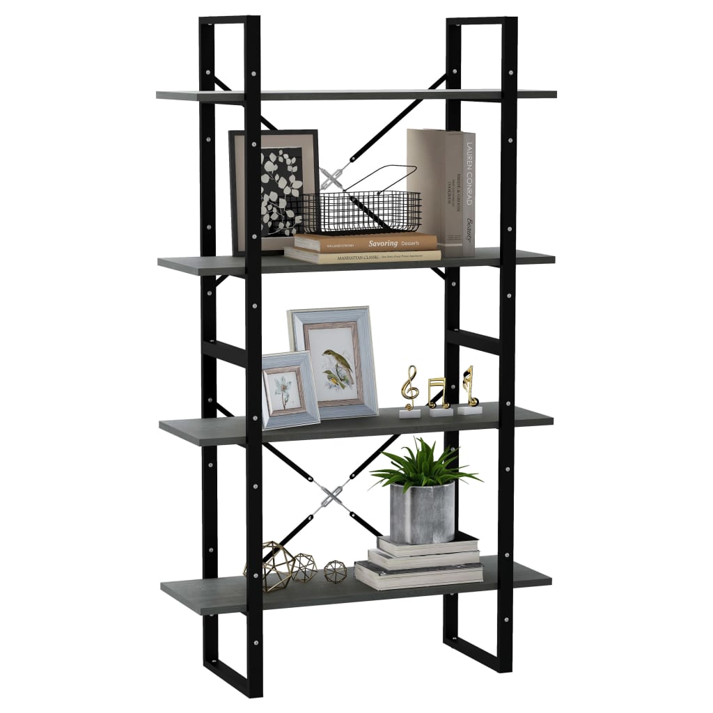 Boekenkast met 4 schappen 80x30x140 cm massief grenenhout grijs is nu te koop bij PeponiXL, paradijselijk wonen!
