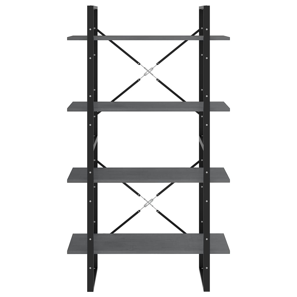 Boekenkast met 4 schappen 80x30x140 cm massief grenenhout grijs is nu te koop bij PeponiXL, paradijselijk wonen!