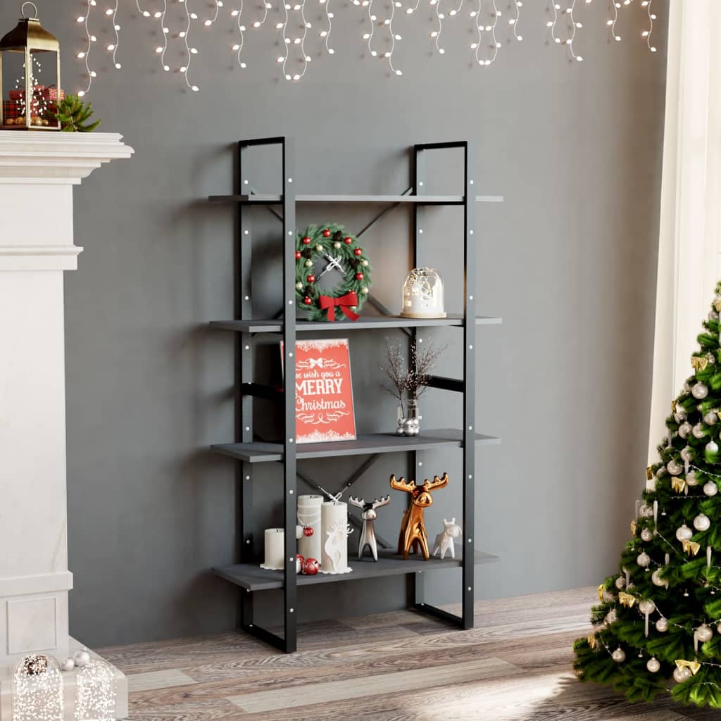 Boekenkast met 4 schappen 80x30x140 cm massief grenenhout grijs is nu te koop bij PeponiXL, paradijselijk wonen!