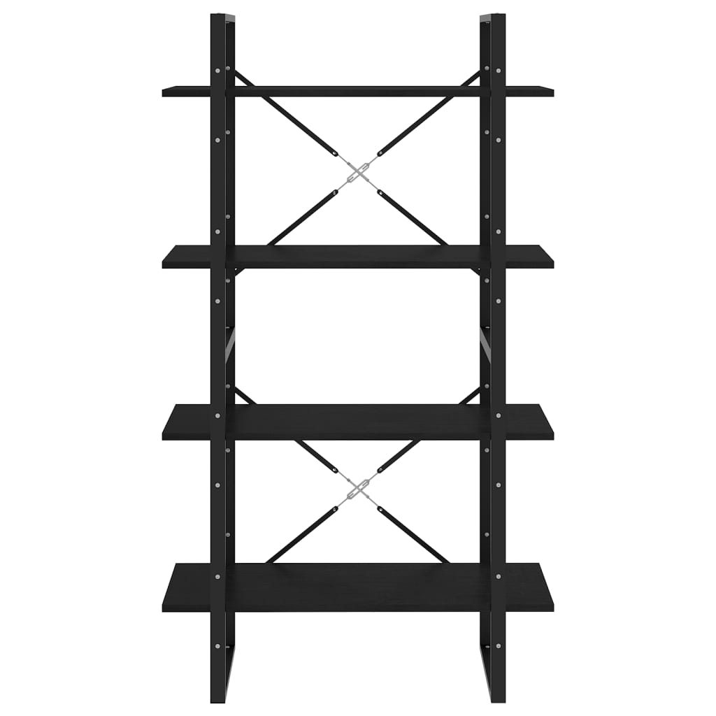 Boekenkast met 4 schappen 80x30x140 cm massief grenenhout zwart is nu te koop bij PeponiXL, paradijselijk wonen!