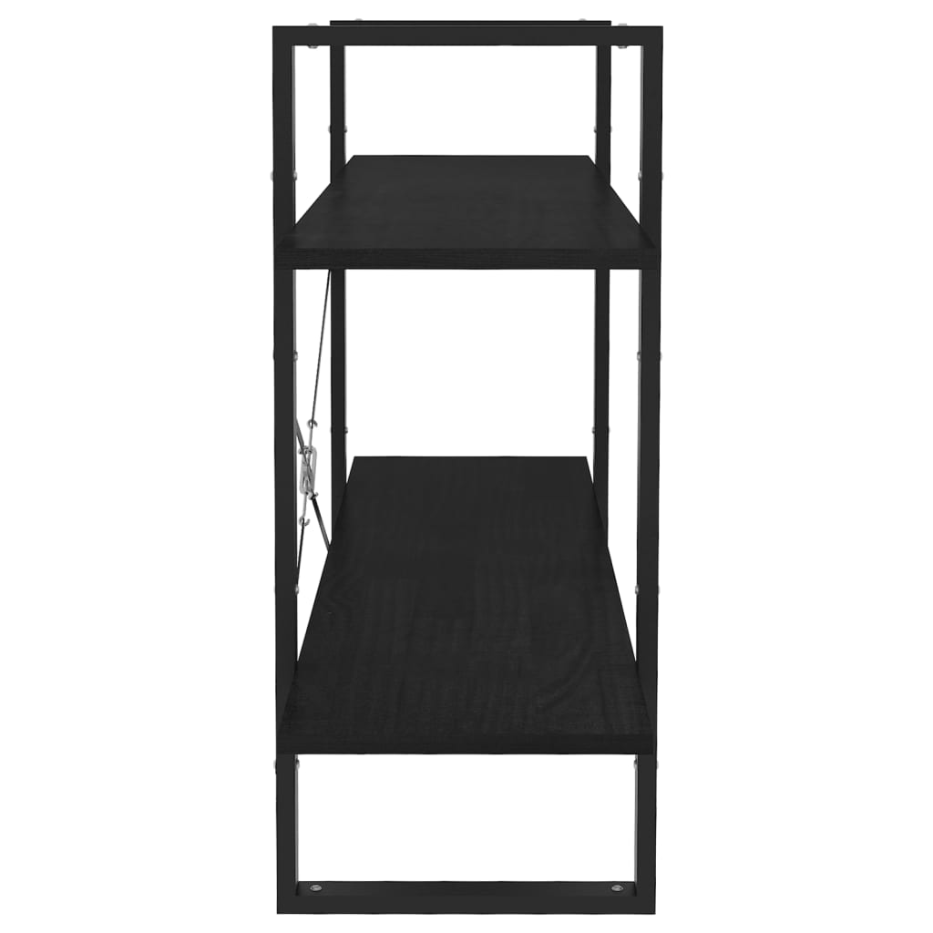 Boekenkast met 2 schappen 100x30x70 cm massief grenenhout zwart is nu te koop bij PeponiXL, paradijselijk wonen!