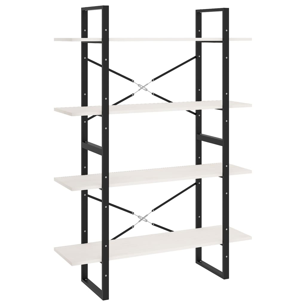 Boekenkast met 4 schappen 100x30x140 cm massief grenenhout wit is nu te koop bij PeponiXL, paradijselijk wonen!