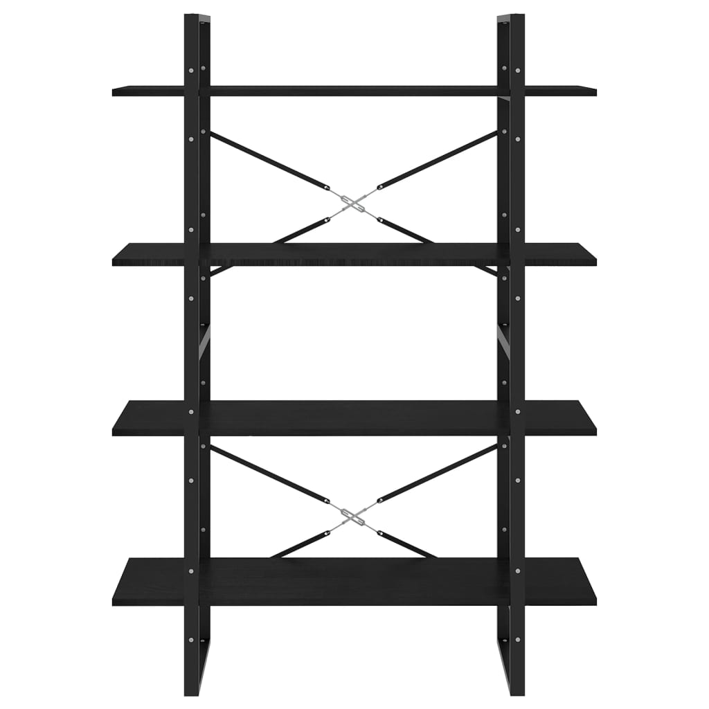 Boekenkast met 4 schappen 100x30x140 cm grenenhout zwart is nu te koop bij PeponiXL, paradijselijk wonen!