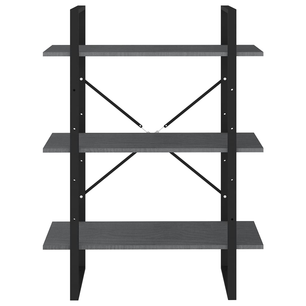 Boekenkast met 3 schappen 80x30x105 cm massief grenenhout grijs is nu te koop bij PeponiXL, paradijselijk wonen!