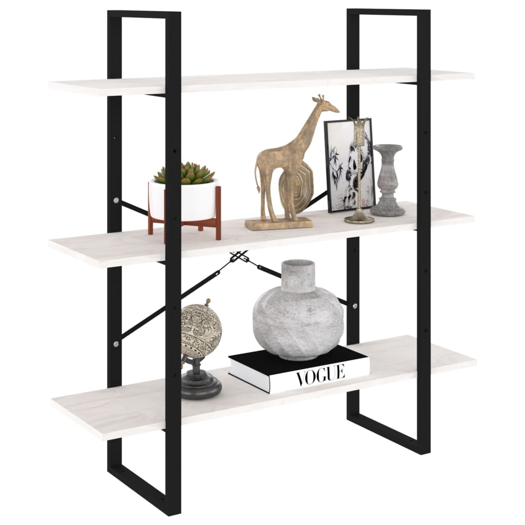 Boekenkast met 3 schappen 100x30x105 cm massief grenenhout wit is nu te koop bij PeponiXL, paradijselijk wonen!