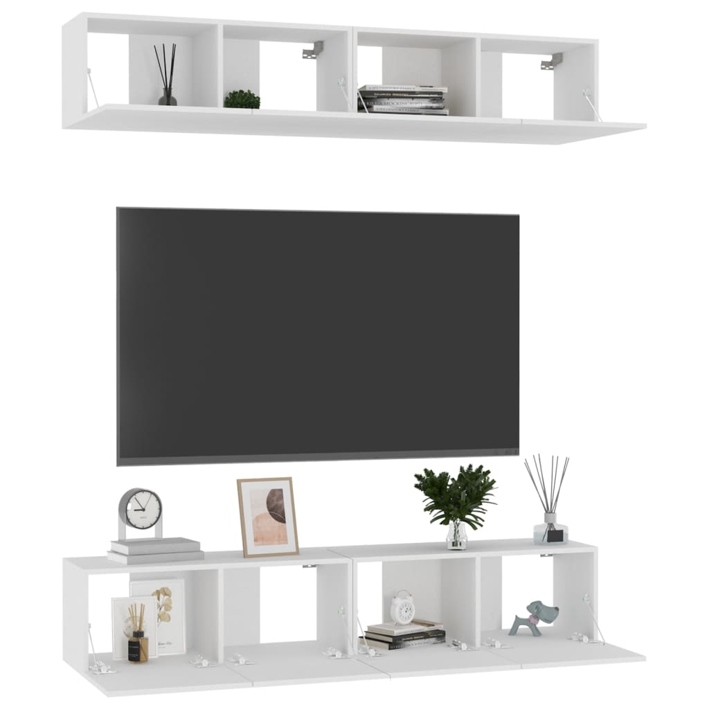 Tv-meubelen 4 st 80x30x30 cm bewerkt hout wit is nu te koop bij PeponiXL, paradijselijk wonen!