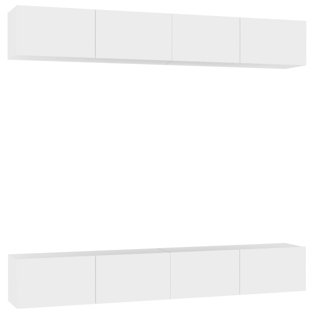 Tv-meubelen 4 st 100x30x30 cm bewerkt hout wit is nu te koop bij PeponiXL, paradijselijk wonen!