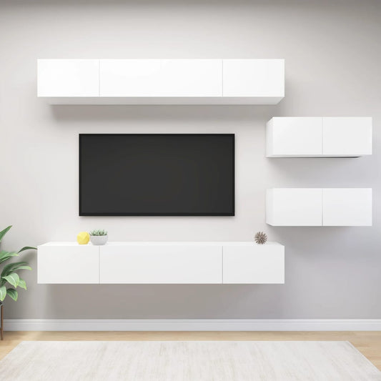 6-delige Tv-meubelset bewerkt hout wit is nu te koop bij PeponiXL, paradijselijk wonen!