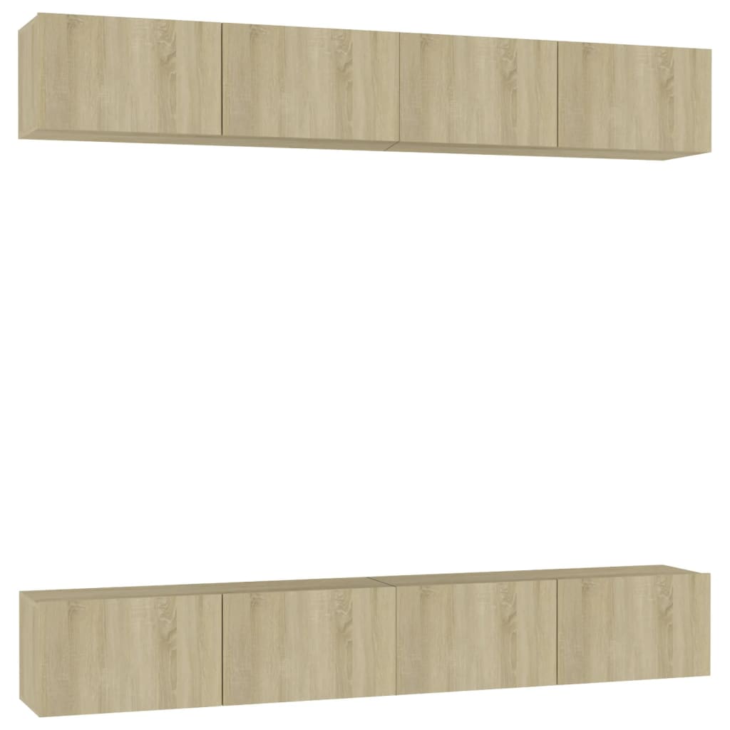 Tv-meubelen 4 st 100x30x30 cm bewerkt hout sonoma eikenkleurig is nu te koop bij PeponiXL, paradijselijk wonen!