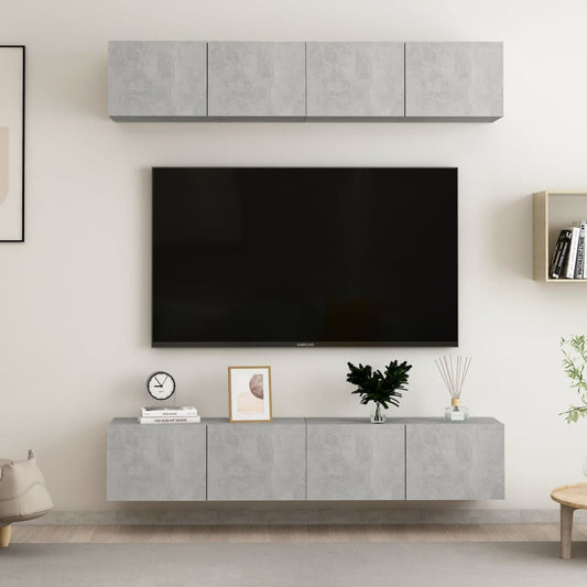 Tv-meubelen 4 st 80x30x30 cm bewerkt hout betongrijs is nu te koop bij PeponiXL, paradijselijk wonen!