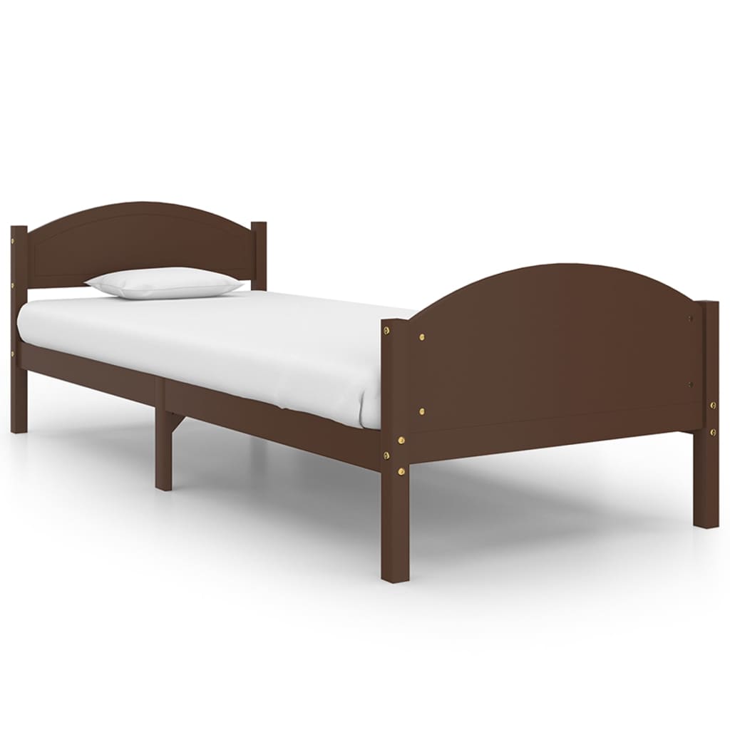 Bedframe massief grenenhout donkerbruin 100x200 cm is nu te koop bij PeponiXL, paradijselijk wonen!