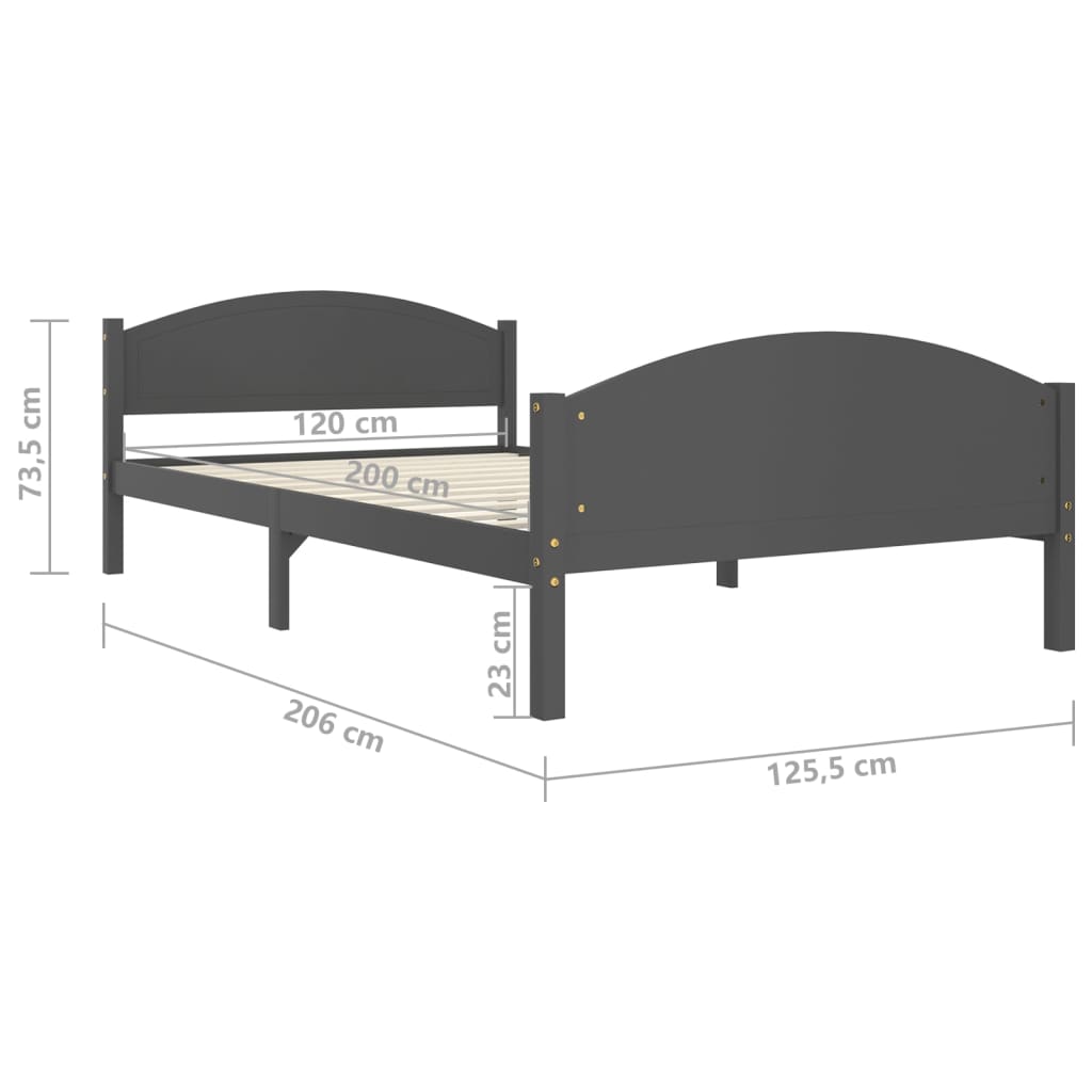 Bedframe massief grenenhout donkergrijs 120x200 cm is nu te koop bij PeponiXL, paradijselijk wonen!