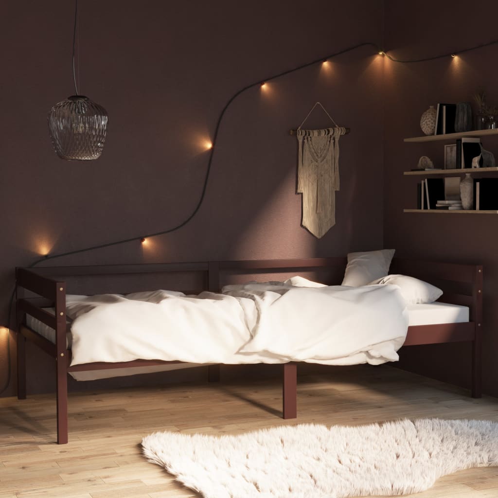 Bedframe massief grenenhout donkerbruin 90x200 cm is nu te koop bij PeponiXL, paradijselijk wonen!