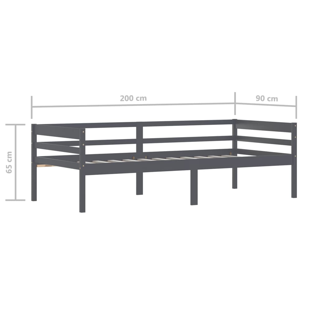 Bedframe massief grenenhout donkergrijs 90x200 cm is nu te koop bij PeponiXL, paradijselijk wonen!