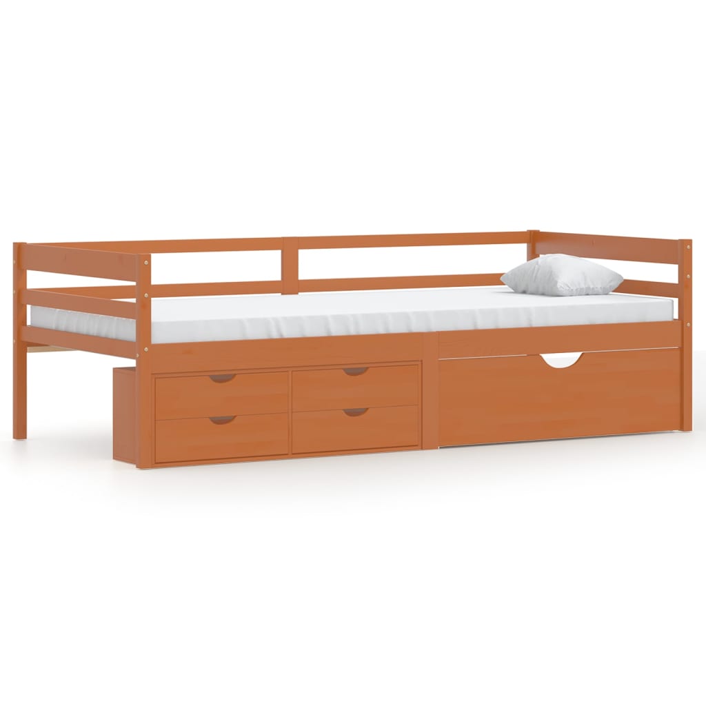Bedframe met lades en kast grenenhout honingbruin 90x200 cm is nu te koop bij PeponiXL, paradijselijk wonen!