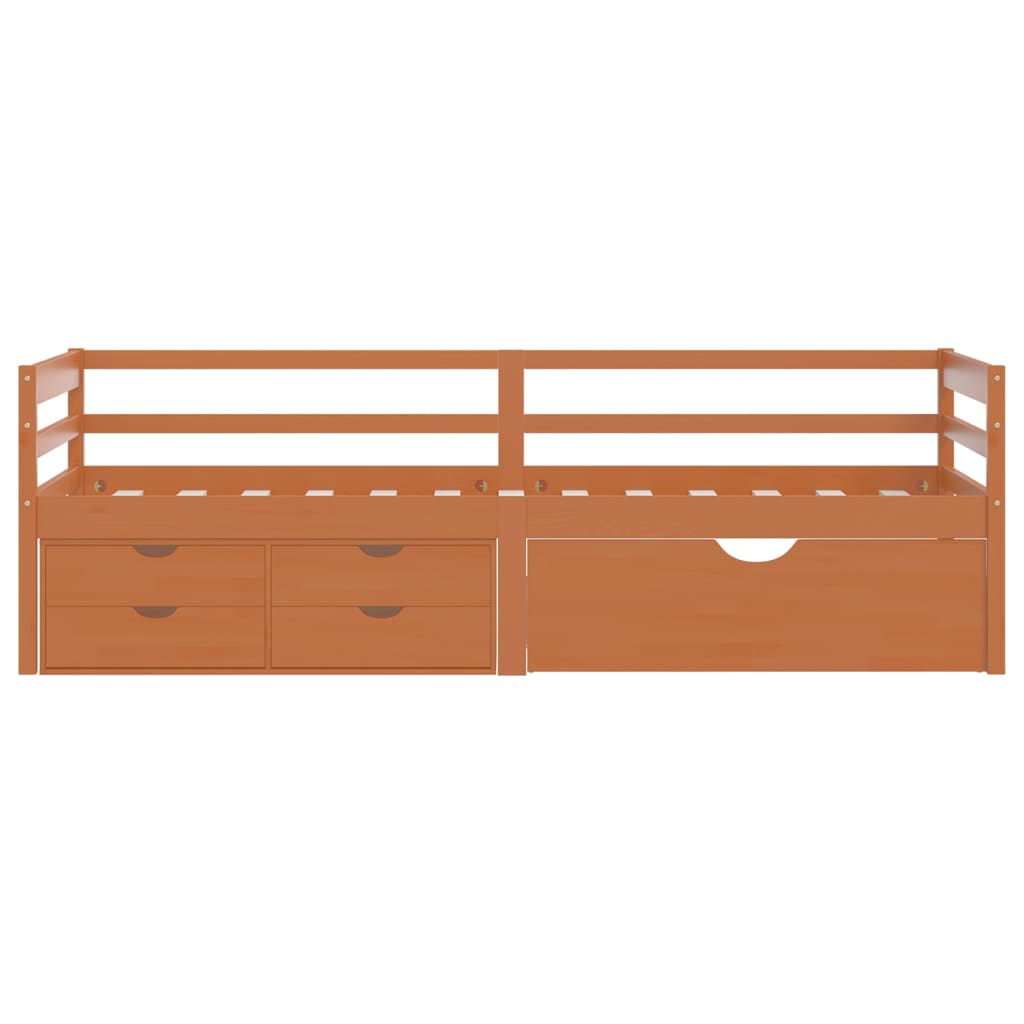 Bedframe met lades en kast grenenhout honingbruin 90x200 cm is nu te koop bij PeponiXL, paradijselijk wonen!