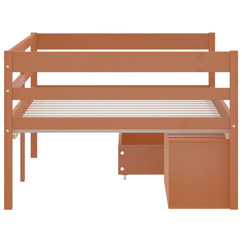 Bedframe met lades en kast grenenhout honingbruin 90x200 cm is nu te koop bij PeponiXL, paradijselijk wonen!