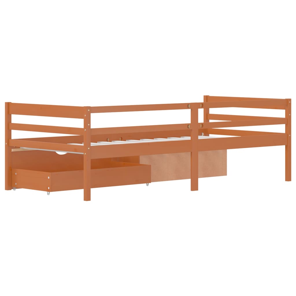 Bedframe met lades en kast grenenhout honingbruin 90x200 cm is nu te koop bij PeponiXL, paradijselijk wonen!