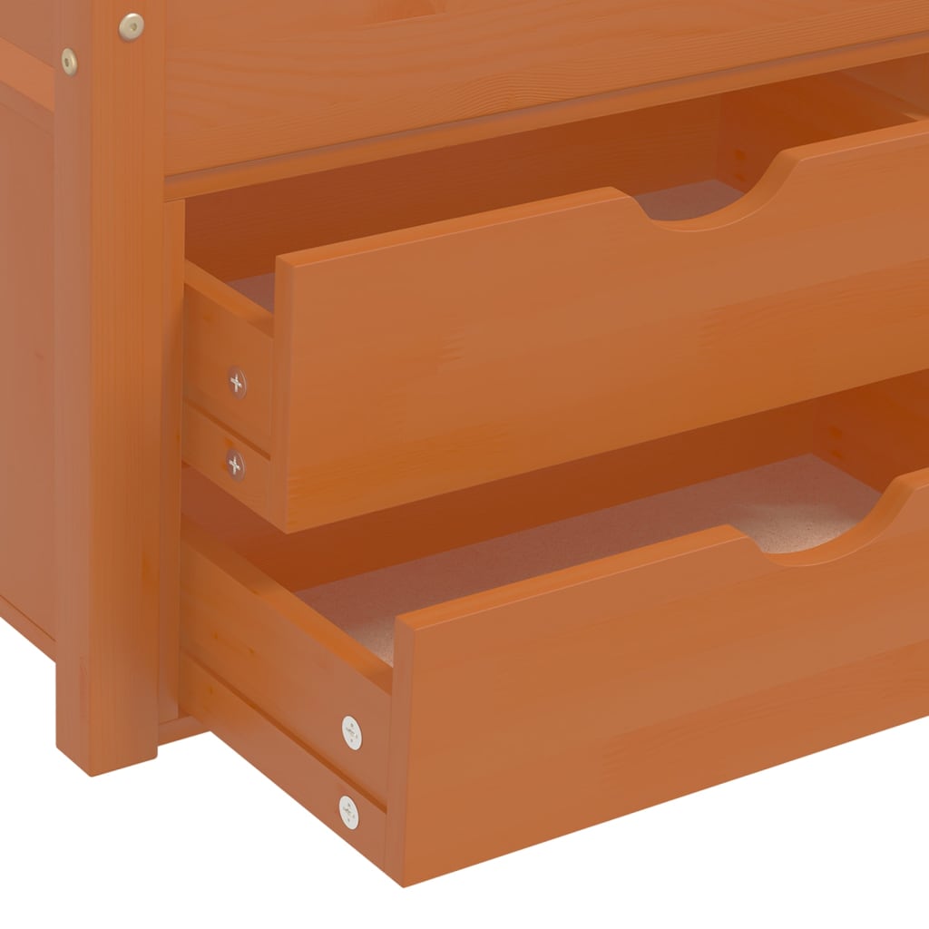 Bedframe met lades en kast grenenhout honingbruin 90x200 cm is nu te koop bij PeponiXL, paradijselijk wonen!