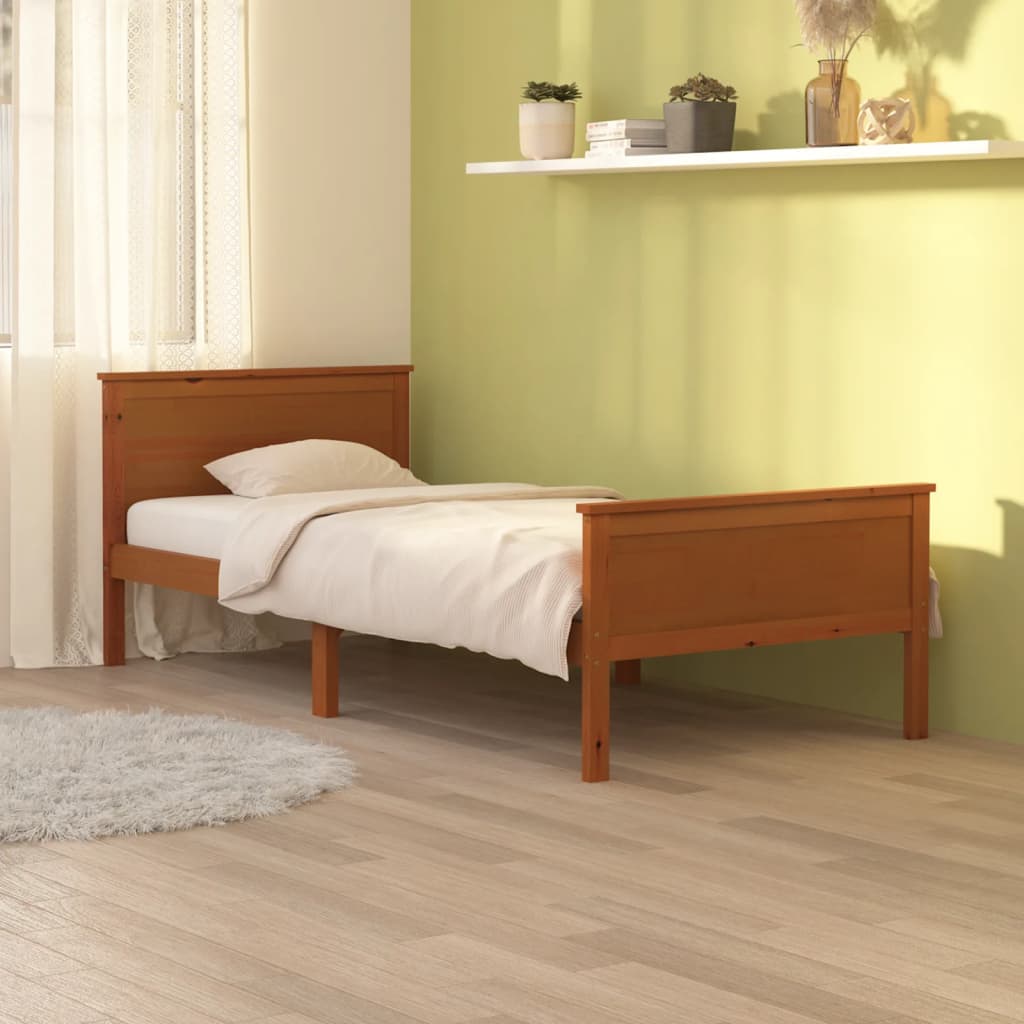 Bedframe massief grenenhout honingbruin 100x200 cm is nu te koop bij PeponiXL, paradijselijk wonen!
