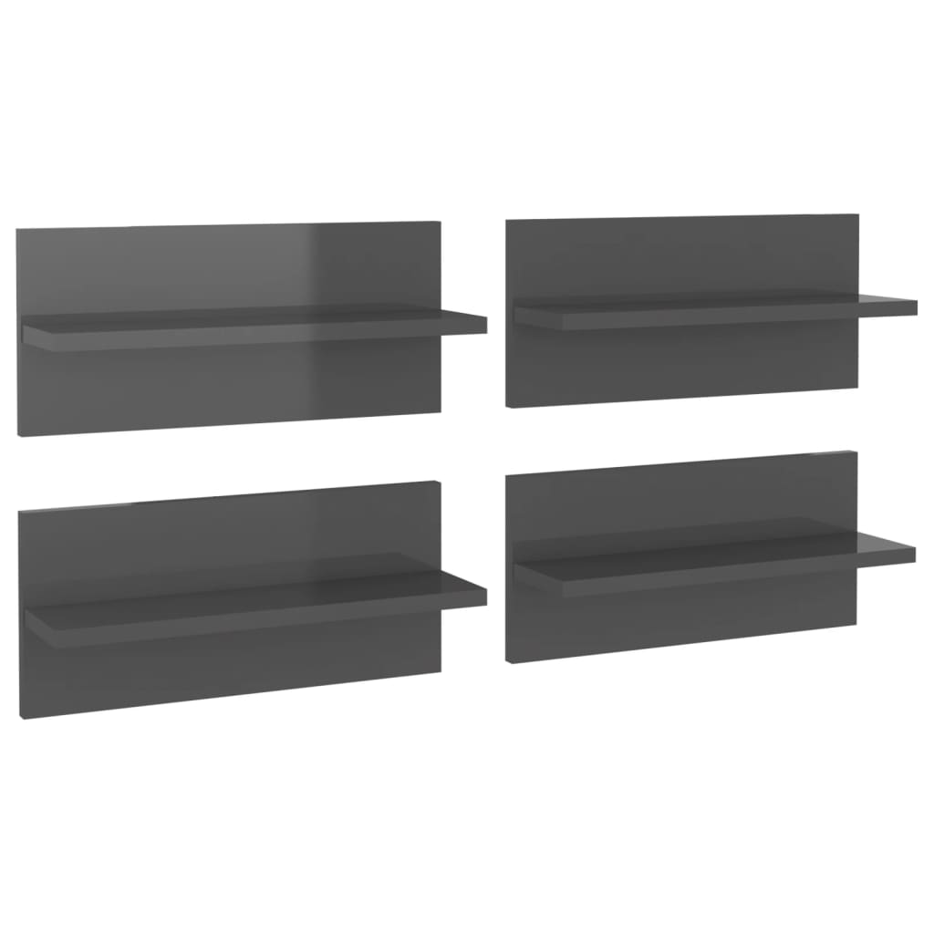 Wandschappen 4 st 40x11,5x18 cm hoogglans grijs is nu te koop bij PeponiXL, paradijselijk wonen!