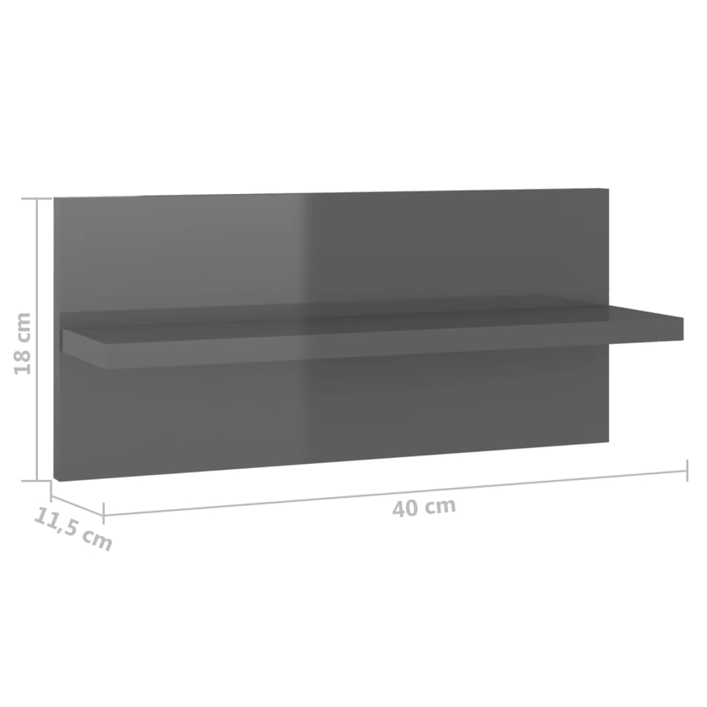 Wandschappen 4 st 40x11,5x18 cm hoogglans grijs is nu te koop bij PeponiXL, paradijselijk wonen!