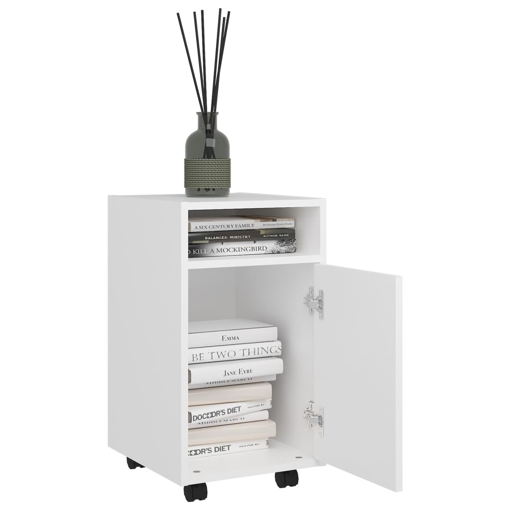 Bijzetkast met wielen 33x38x60 cm bewerkt hout wit is nu te koop bij PeponiXL, paradijselijk wonen!