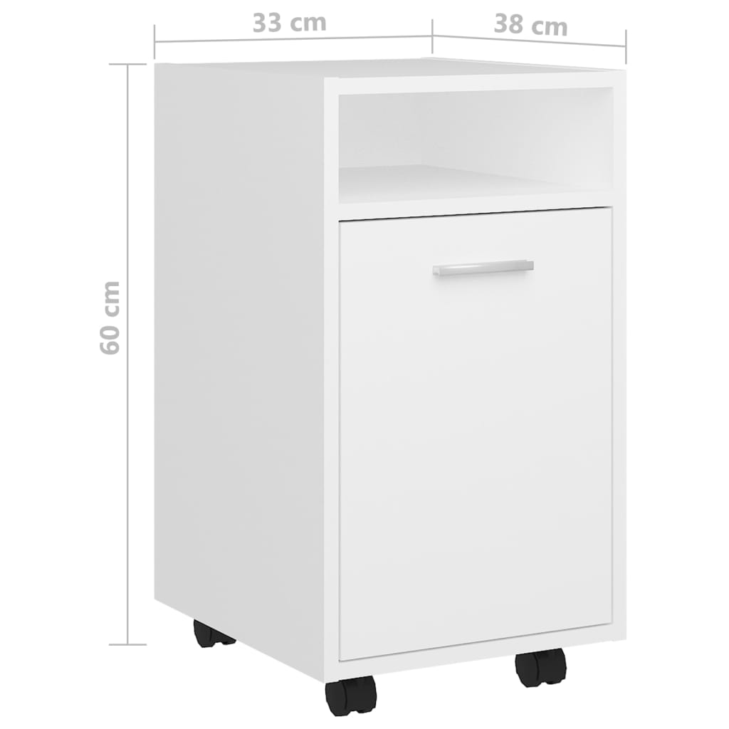 Bijzetkast met wielen 33x38x60 cm bewerkt hout wit is nu te koop bij PeponiXL, paradijselijk wonen!