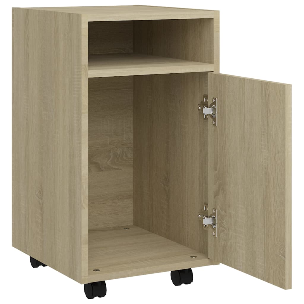 Bijzetkast met wielen 33x38x60 cm bewerkt hout sonoma eiken is nu te koop bij PeponiXL, paradijselijk wonen!