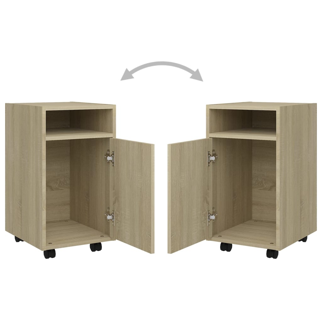 Bijzetkast met wielen 33x38x60 cm bewerkt hout sonoma eiken is nu te koop bij PeponiXL, paradijselijk wonen!
