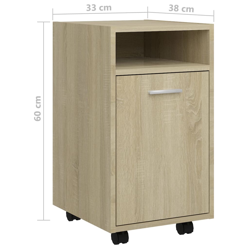 Bijzetkast met wielen 33x38x60 cm bewerkt hout sonoma eiken is nu te koop bij PeponiXL, paradijselijk wonen!