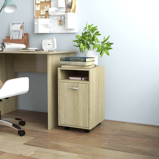 Bijzetkast met wielen 33x38x60 cm bewerkt hout sonoma eiken is nu te koop bij PeponiXL, paradijselijk wonen!