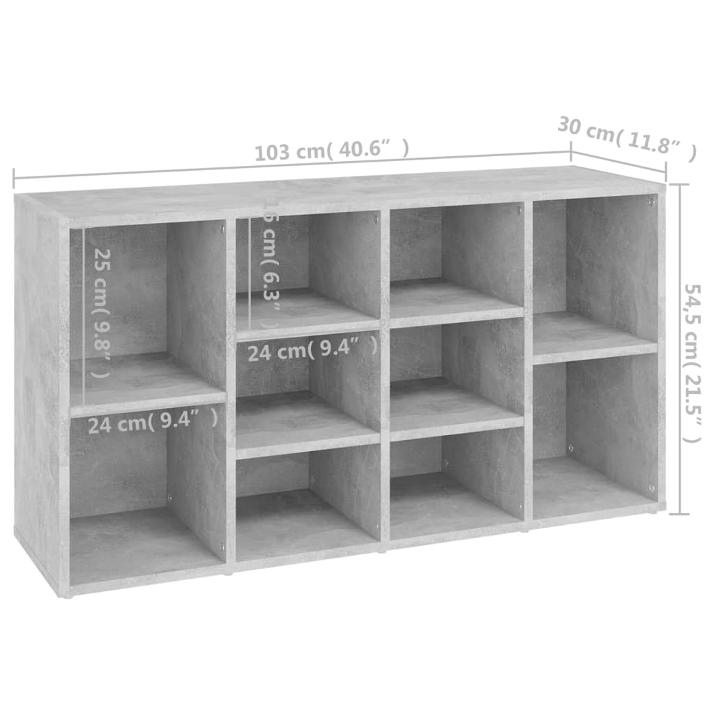 Schoenenbank 103x30x55 cm bewerkt hout betongrijs is nu te koop bij PeponiXL, paradijselijk wonen!