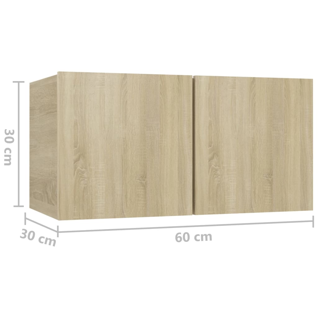 Tv-hangmeubelen 2 st 60x30x30 cm sonoma eikenkleurig is nu te koop bij PeponiXL, paradijselijk wonen!
