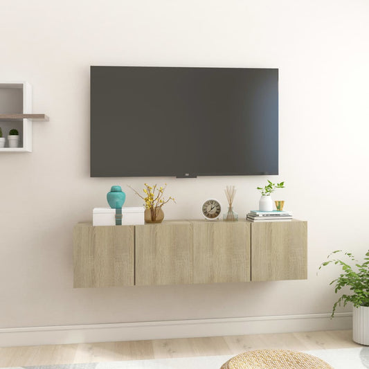 Tv-hangmeubelen 2 st 60x30x30 cm sonoma eikenkleurig is nu te koop bij PeponiXL, paradijselijk wonen!