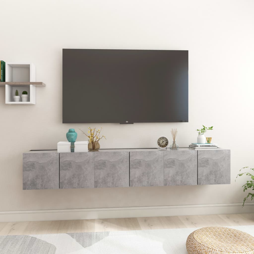 Tv-hangmeubelen 3 st 60x30x30 cm betongrijs is nu te koop bij PeponiXL, paradijselijk wonen!