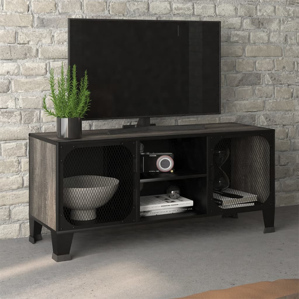 Tv-meubel 105x36x47 cm metaal en MDF grijs is nu te koop bij PeponiXL, paradijselijk wonen!