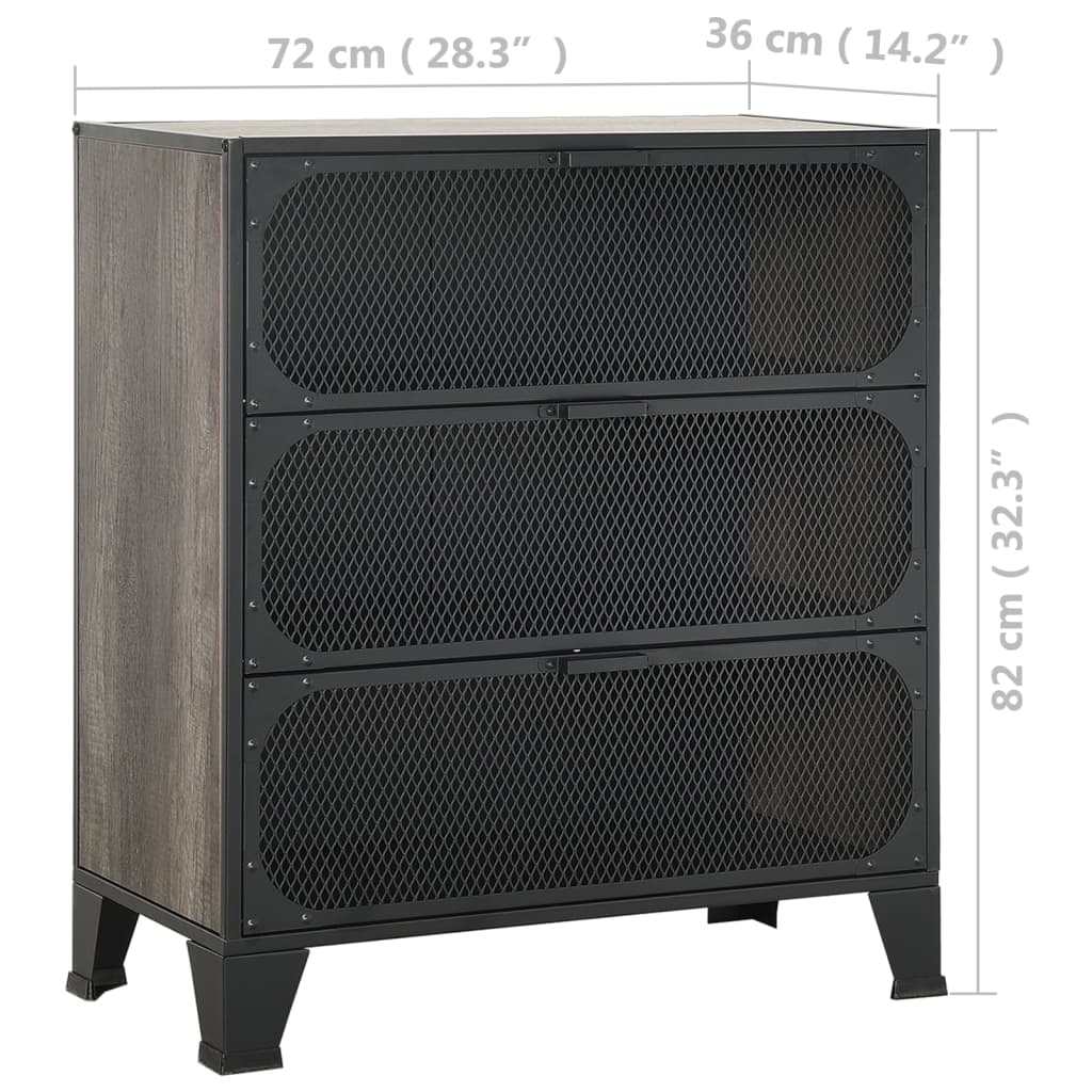 Opbergkast 72x36x82 cm metaal en MDF grijs is nu te koop bij PeponiXL, paradijselijk wonen!