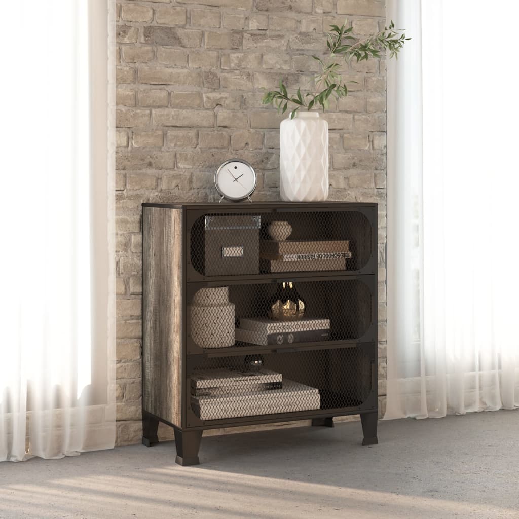 Opbergkast 72x36x82 cm metaal en MDF grijs is nu te koop bij PeponiXL, paradijselijk wonen!