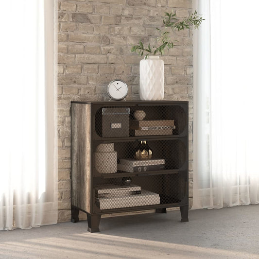 Opbergkast 72x36x82 cm metaal en MDF grijs is nu te koop bij PeponiXL, paradijselijk wonen!