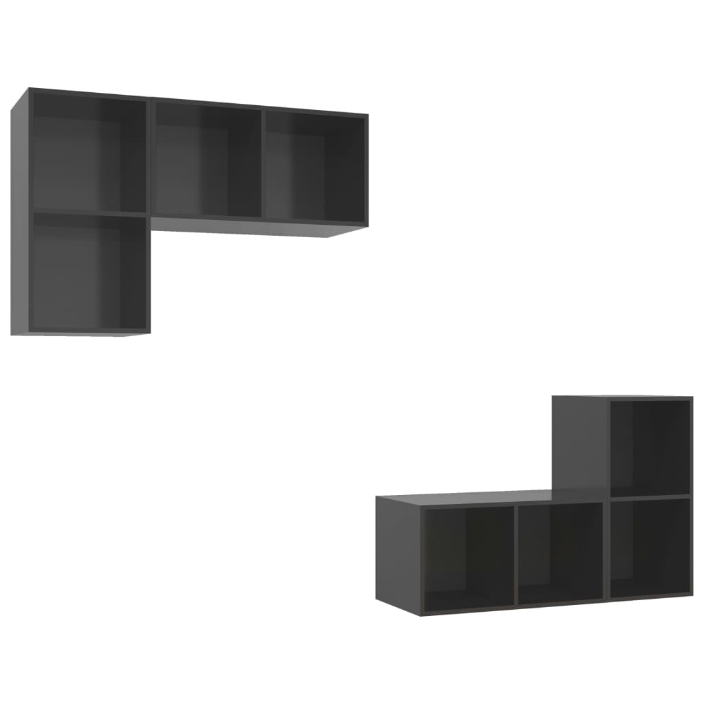 Tv-wandmeubelen 4 st spaanplaat hoogglans grijs is nu te koop bij PeponiXL, paradijselijk wonen!