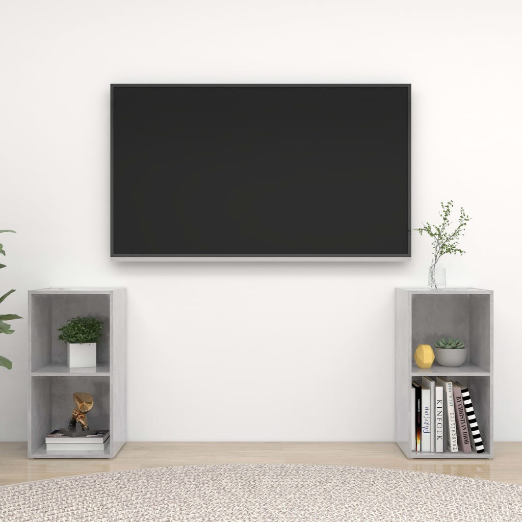 Tv-meubelen 2 st 72x35x36,5 cm bewerkt houtbetongrijs is nu te koop bij PeponiXL, paradijselijk wonen!
