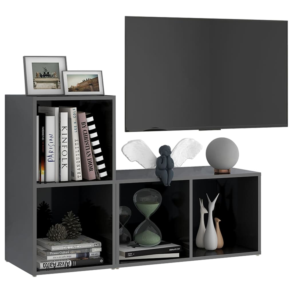 Tv-meubelen 2 st 72x35x36,5 cm bewerkt hout hoogglans grijs is nu te koop bij PeponiXL, paradijselijk wonen!