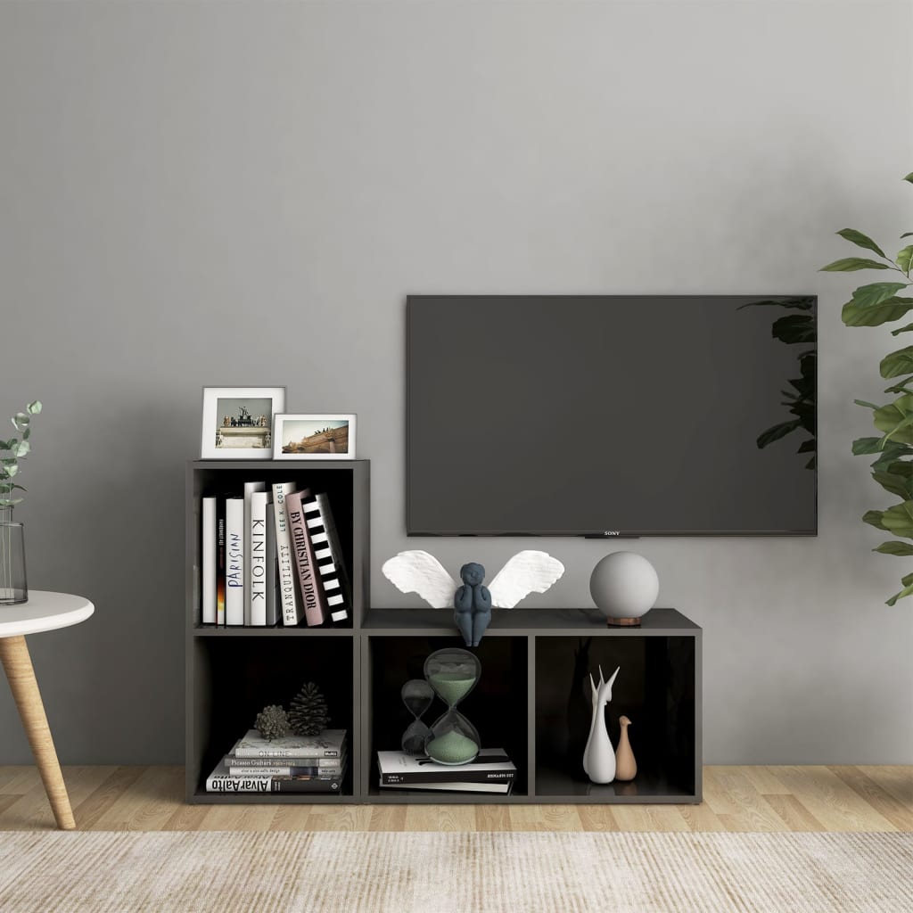 Tv-meubelen 2 st 72x35x36,5 cm bewerkt hout hoogglans grijs is nu te koop bij PeponiXL, paradijselijk wonen!
