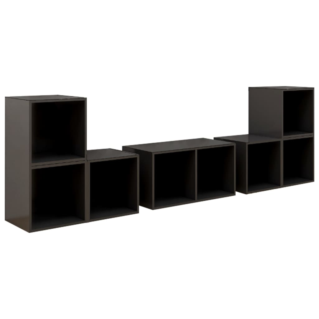 6-delige Tv-meubelset bewerkt hout hoogglans grijs is nu te koop bij PeponiXL, paradijselijk wonen!