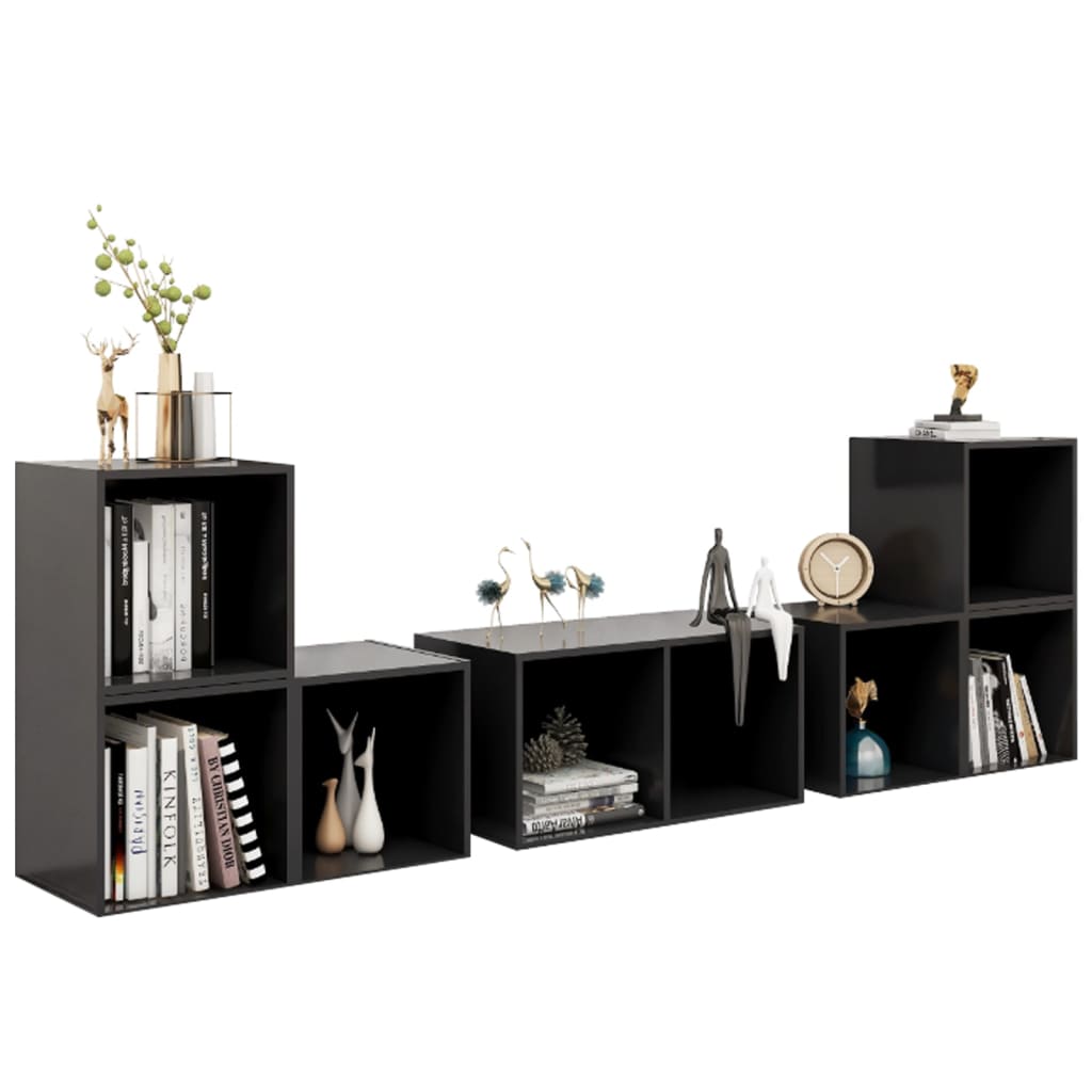 6-delige Tv-meubelset bewerkt hout hoogglans grijs is nu te koop bij PeponiXL, paradijselijk wonen!