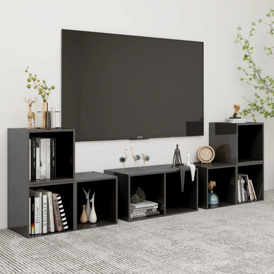 6-delige Tv-meubelset bewerkt hout hoogglans grijs is nu te koop bij PeponiXL, paradijselijk wonen!