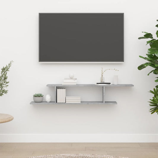 Tv-wandschap 125x18x23 cm bewerkt hout betongrijs is nu te koop bij PeponiXL, paradijselijk wonen!