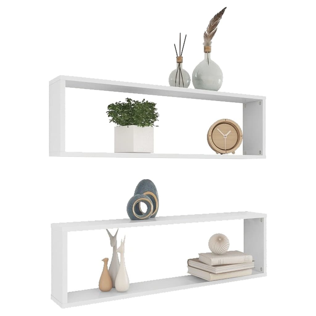 Wandschappen kubus 2 st 100x15x30 cm bewerkt hout wit is nu te koop bij PeponiXL, paradijselijk wonen!